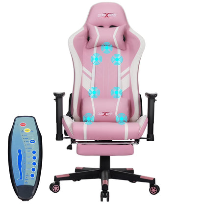 Douxlife 7-Point Massage Gaming Chair with Footrest, 175° Reclining, Ergonomic Racing High Back Home Office Computer Chair, Video Game Chair for Adults Kids
