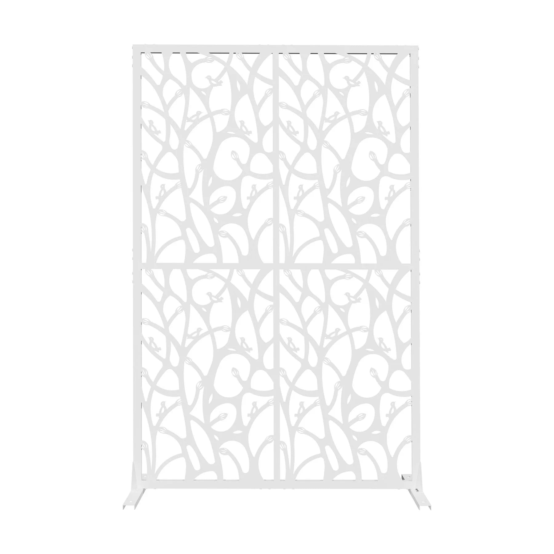 Metal Privacy Screen W3.8Ft X H6Ft Elegant White Bird Shape Outdoor Indoor Room Divider Easy To Assemble Portable Solution For Balcony Garden Patio And Living Room Privacy Needs