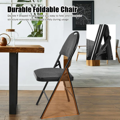 Giantex 6-Piece Commercial Folding Chairs w/Upholstered Padded Seat & Back, Fabric Seating for Home Office Wedding Party, Grey