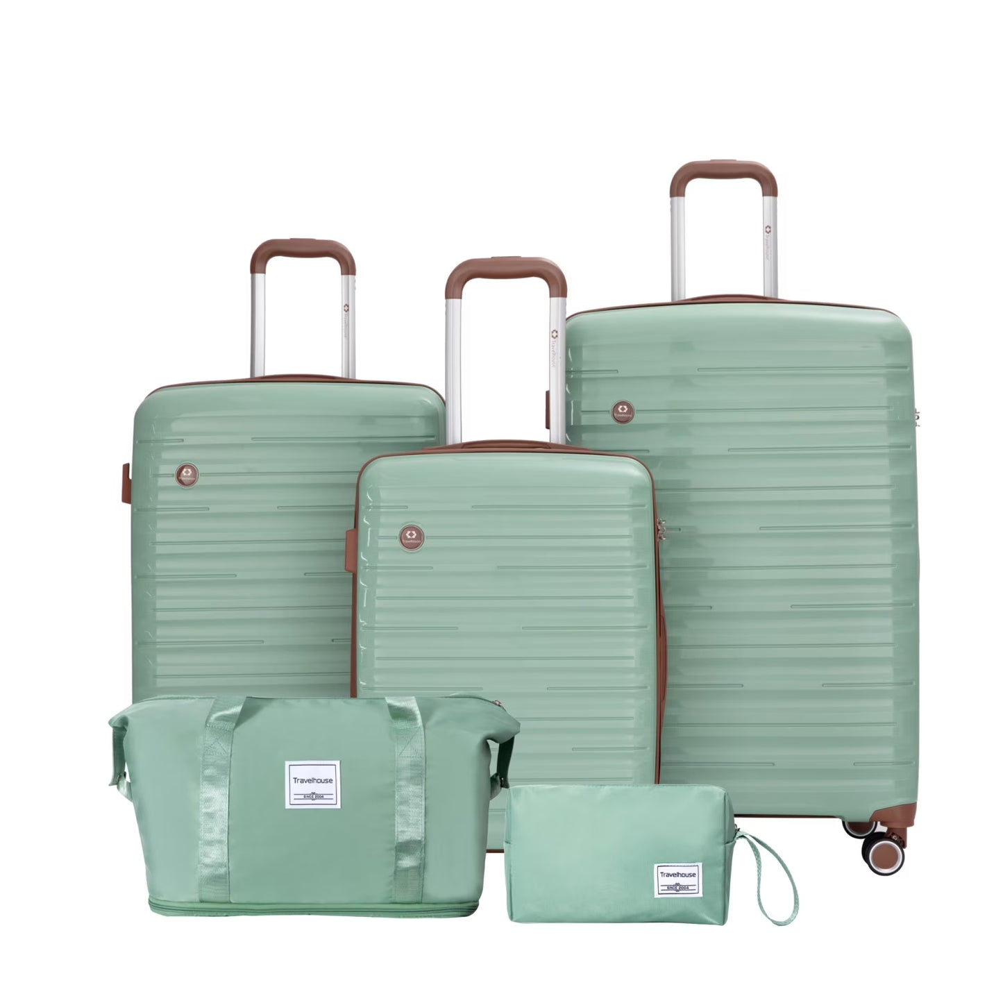 5-Piece Polyester Luggage Set with TSA Lock, Expandable Carry-On Suitcase and 360° Spinner Wheels in Blue, Complete Travel System for Versatile Packing