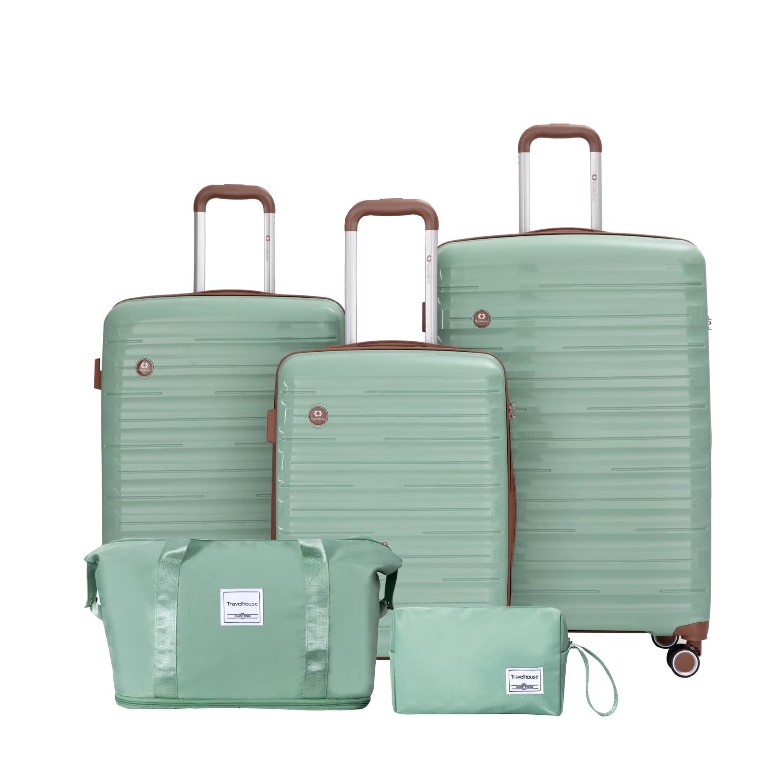 5-Piece Polyester Luggage Set with TSA Lock, Expandable Carry-On Suitcase and 360° Spinner Wheels in Blue, Complete Travel System for Versatile Packing