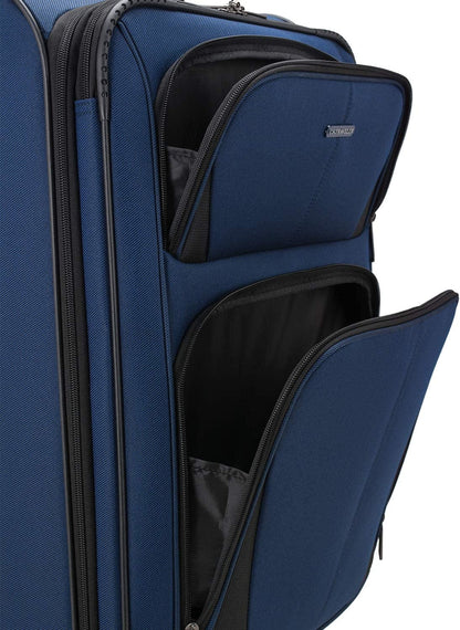 U.S. Traveler Aviron Bay Expandable Softside Luggage Set with Spinner Wheels, Navy, 2-Piece (23/31)