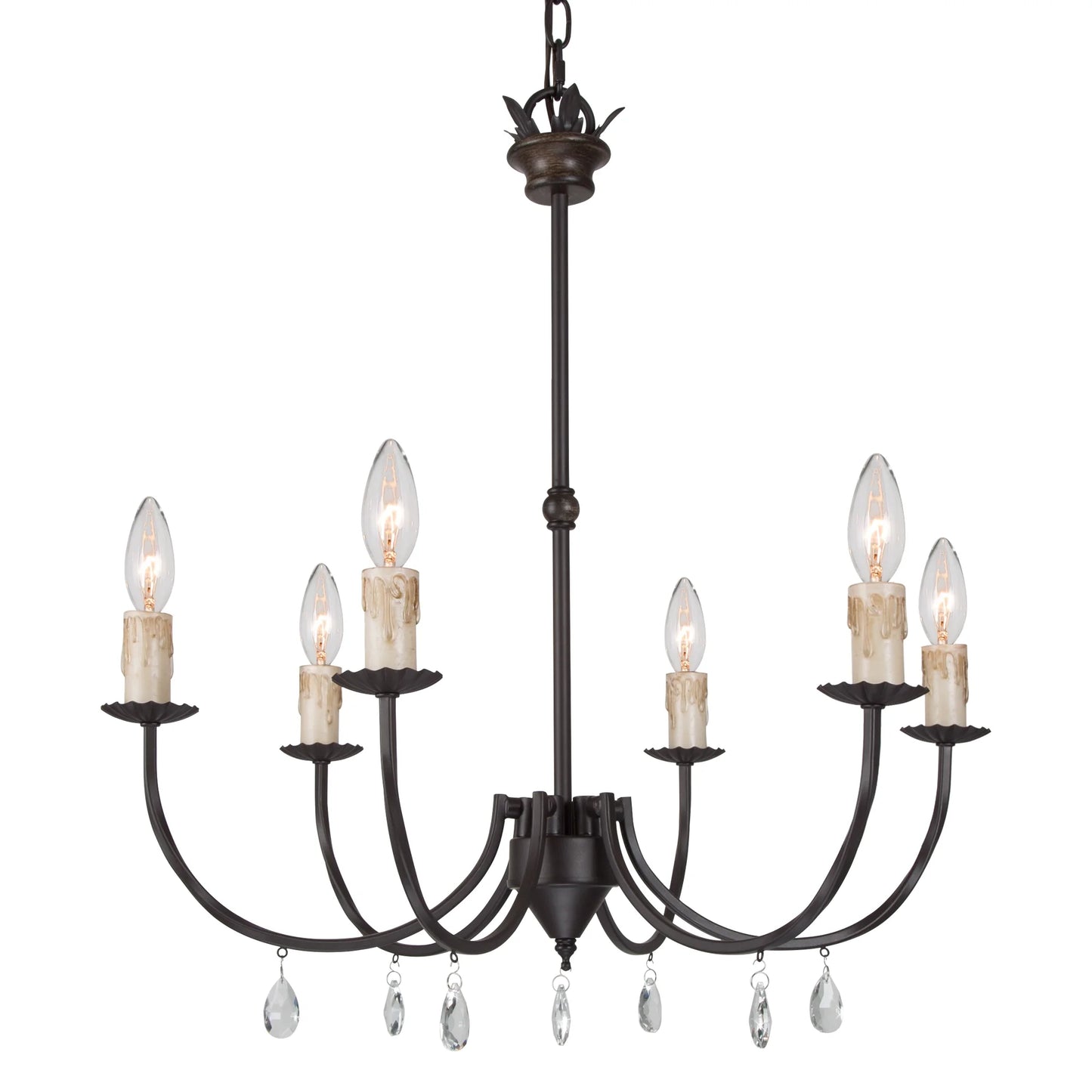 LNC 6-Light Crystal Oil-Rubbed Bronze Candle Chandelier