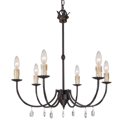 LNC 6-Light Crystal Oil-Rubbed Bronze Candle Chandelier