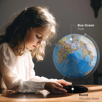 Waypoint Geographic Mariner Plus Globe, 12" Blue Ocean-Style World Globe, Up-to-Date Reference Globe for Home and Office Decor, 17° H x 13.5° W x 12° D