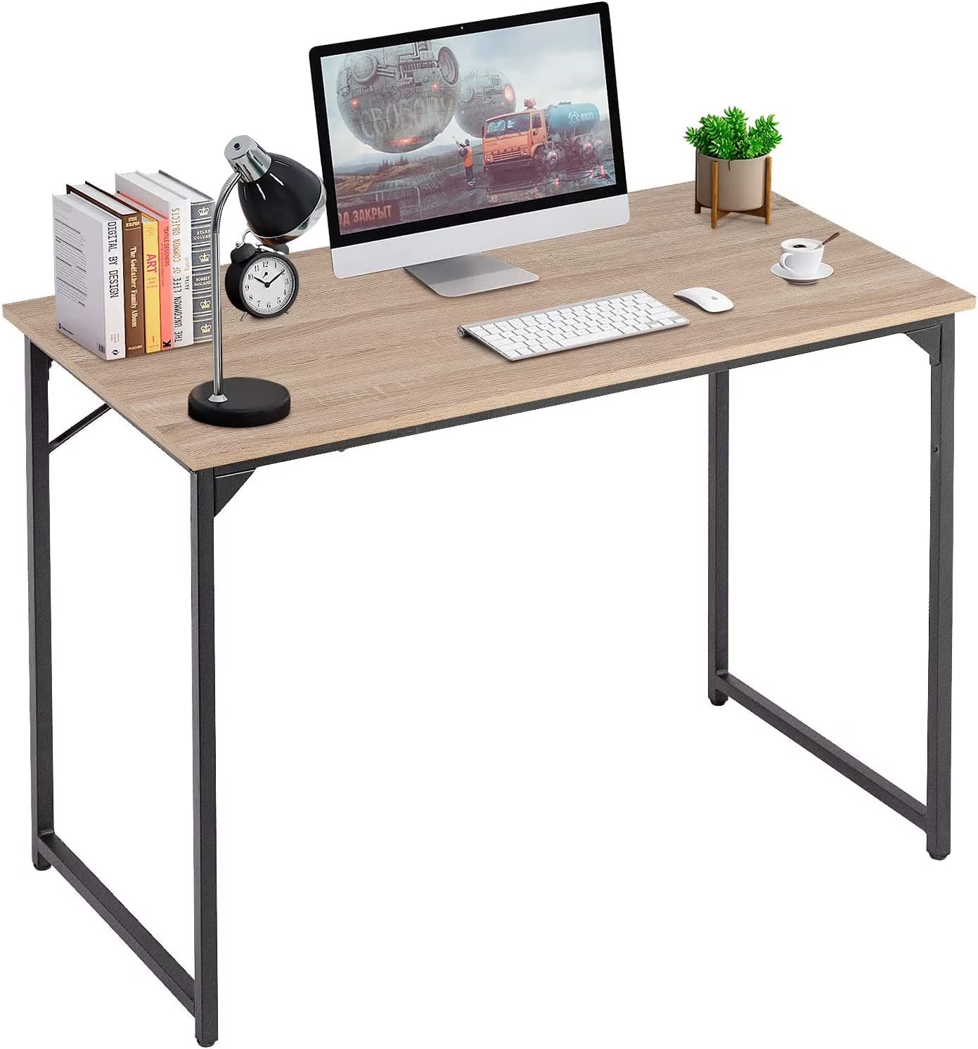 32/39/47 inch Computer Desk Study Writing Table, Adjustable feet, Modern Furniture for Home Office (1, Brown, 32 inch)