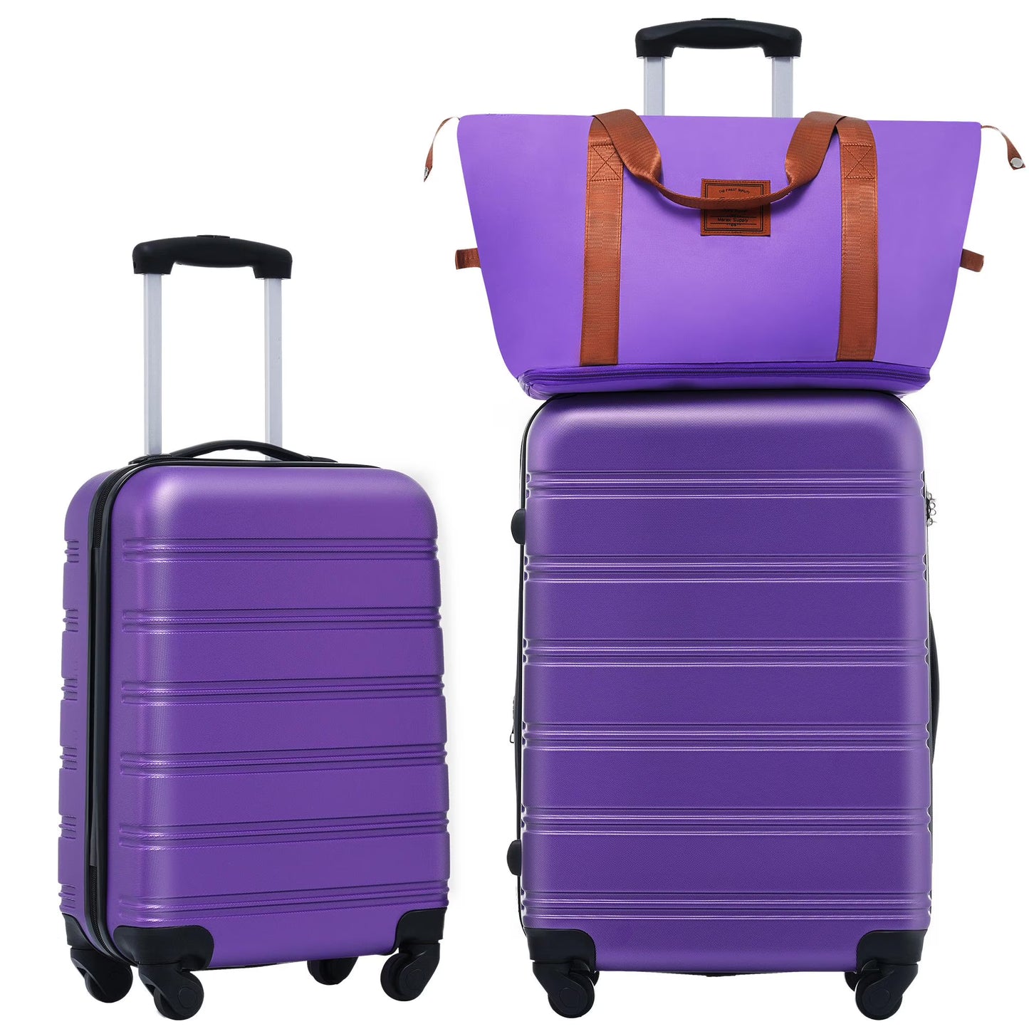 UBesGoo 24" Expandable Hardside Luggage Set with 13" Travel Bag, Pink