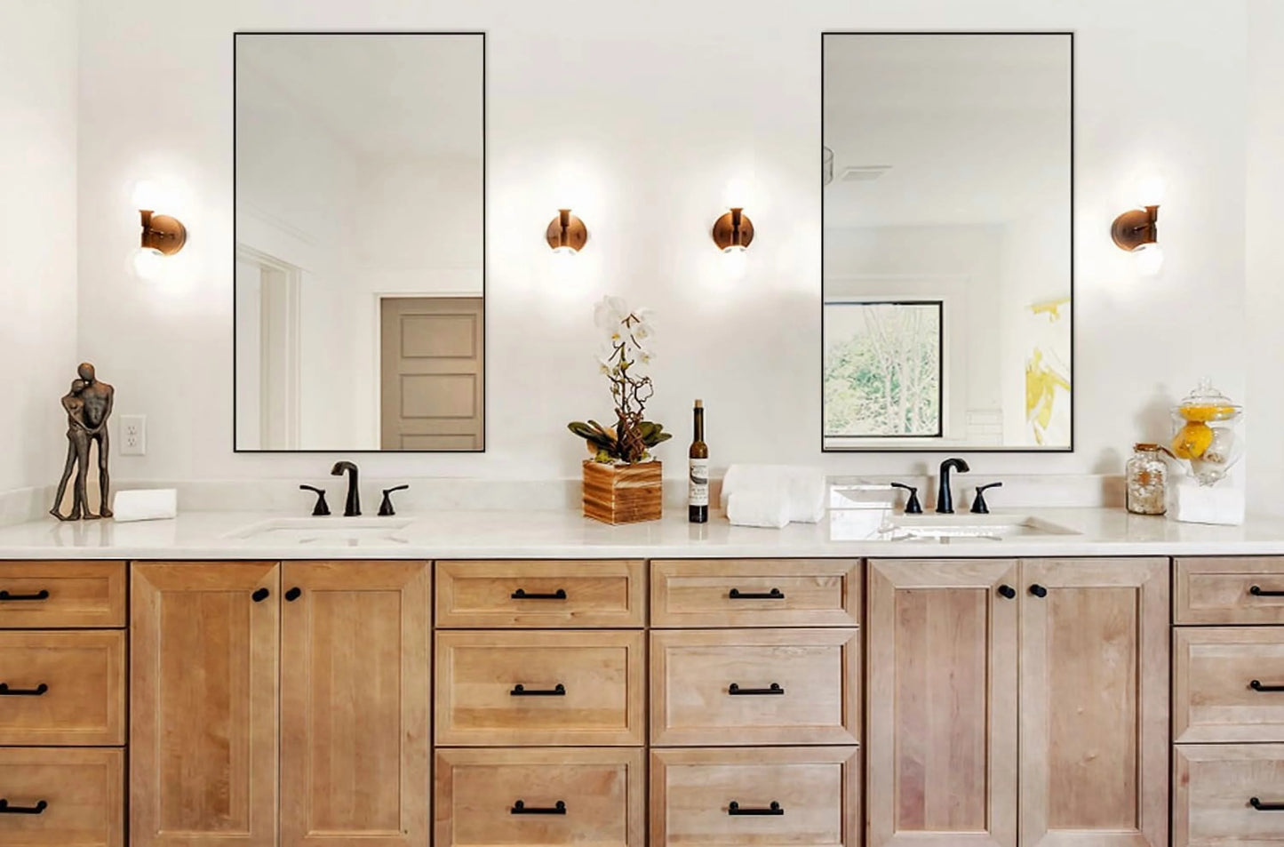H-A Framed Rectangle Bathroom Mirrors for Wall,Wall Mounted Mirror Vertical or Horizontal Hanging for Living Room,Bedroom (32''x24''Sliver)