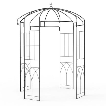 Accreate Easy Assemble 8FT Tall Garden Arch - No Tools Needed Steel Arbor with Gate, Includes Ground Stakes | Rust-Resistant Trellis for Wedding Backdrops & Climbing Plants