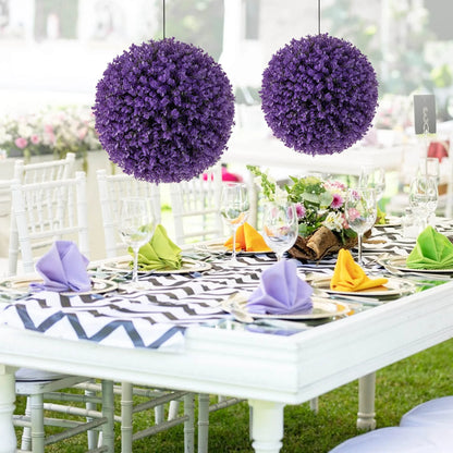Costway 2 PCS Artificial Plant Topiary Balls with7 Layers Leaves UV Protected for Garden
