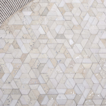 SAFAVIEH Studio Leather June Geometric Area Rug, Ivory/Silver, 8' x 10'