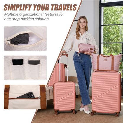 Cosbarn 5 Piece Luggage Sets ABS Hardshell Lightweight Suitcases Sets with TSA Lock Durable Spinner Wheels