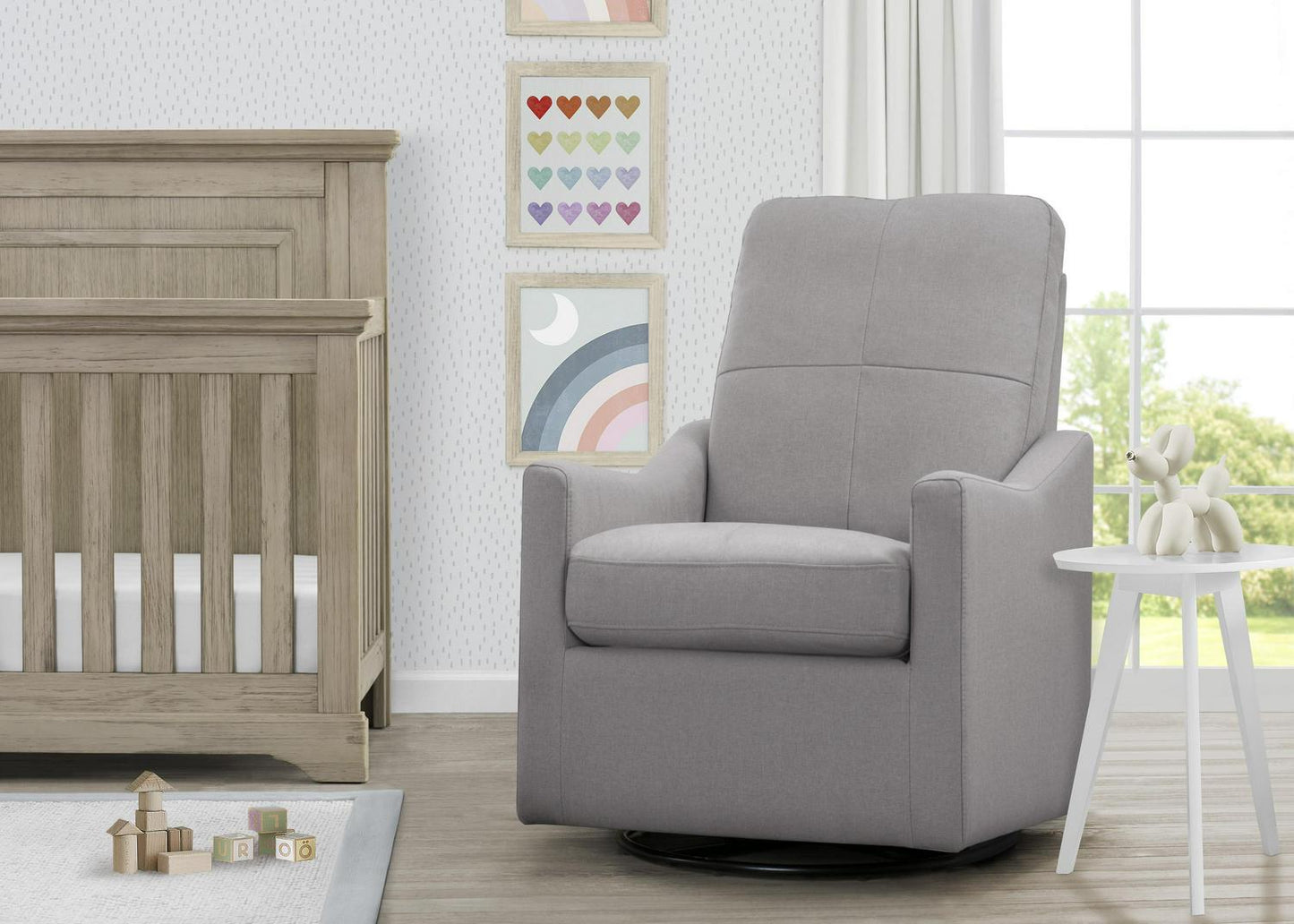 Delta Children Kenwood Slim Nursery Glider Swivel Rocker Chair. French Grey