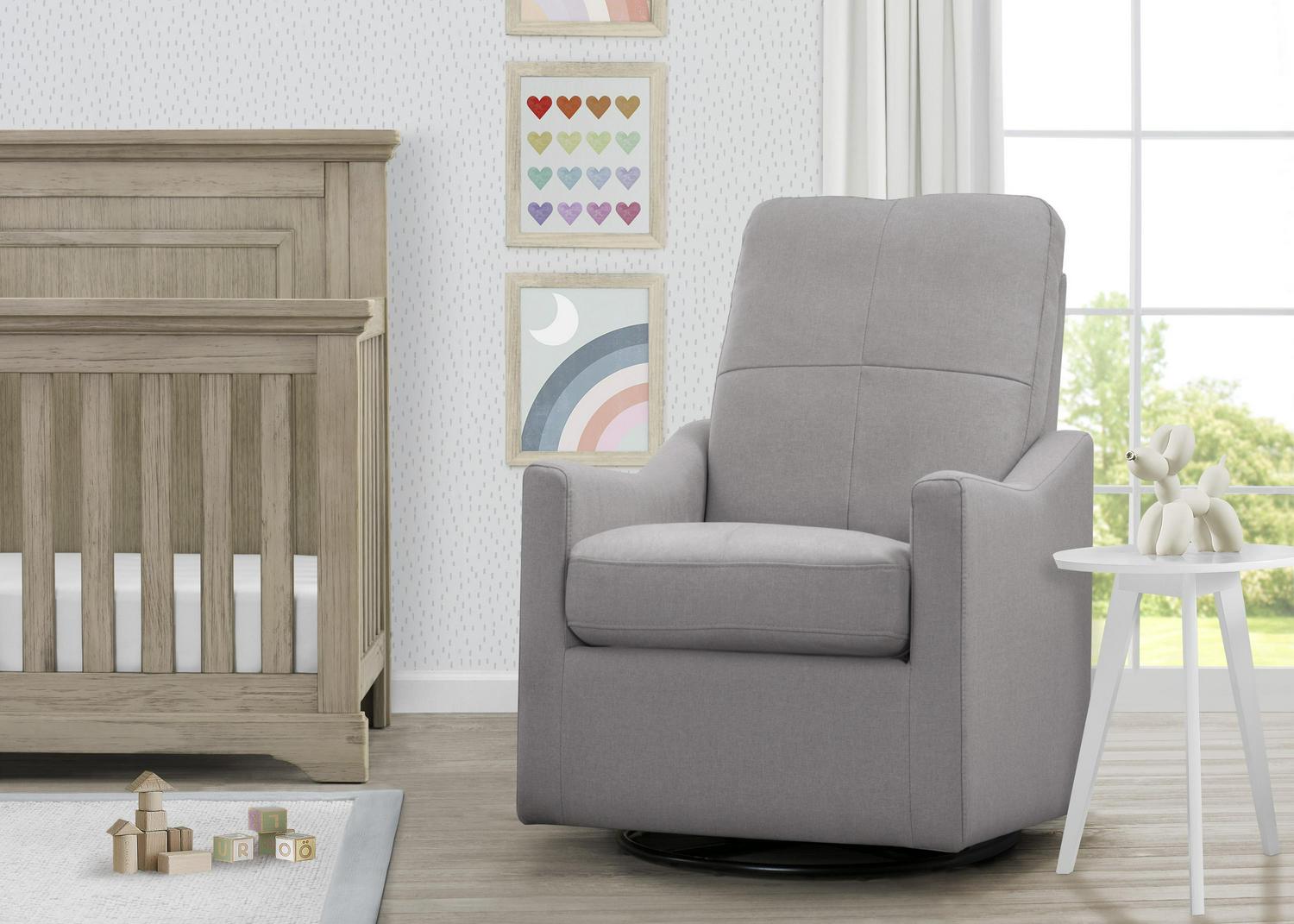 Delta Children Kenwood Slim Nursery Glider Swivel Rocker Chair. French Grey