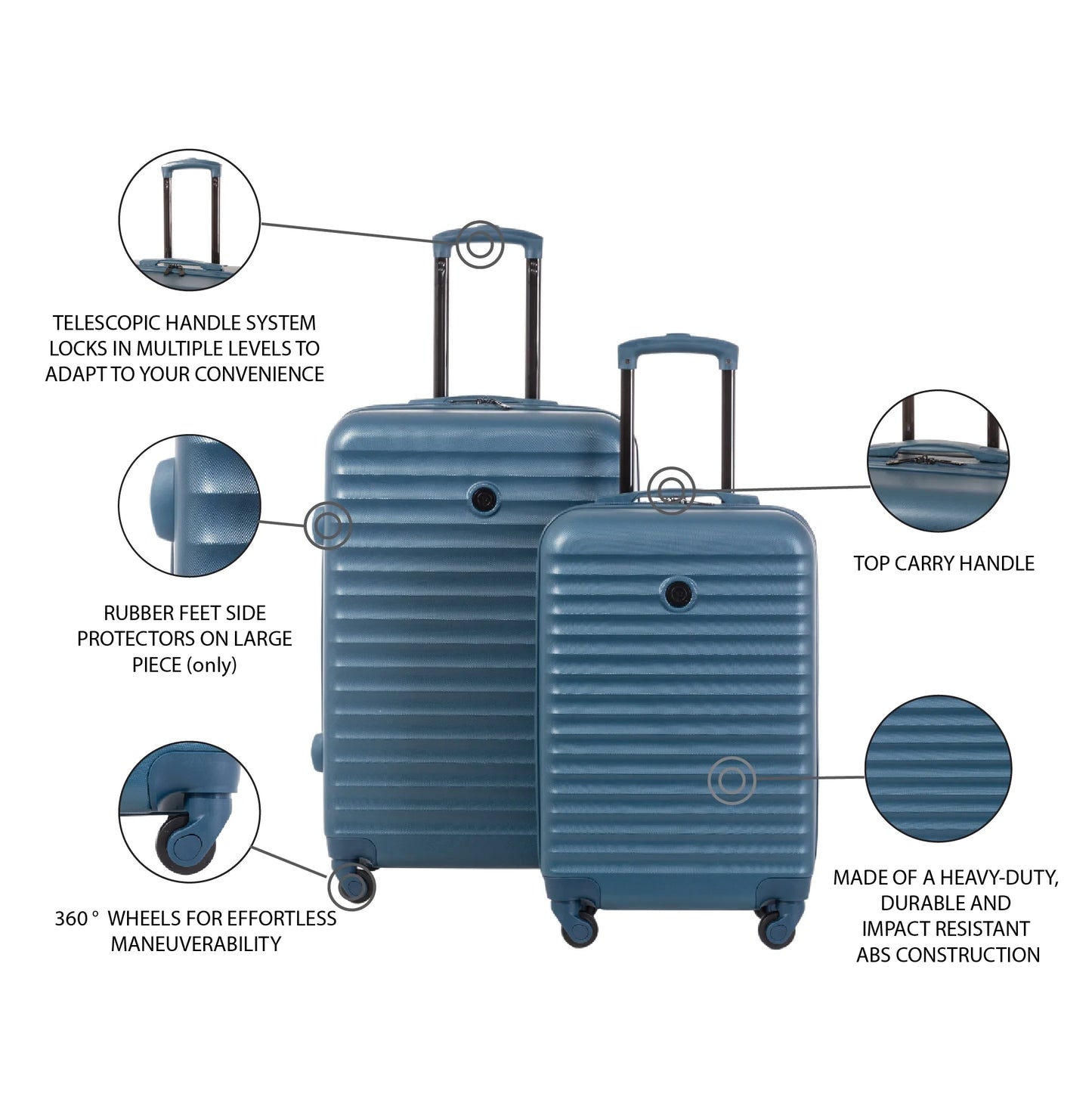 Protege 2-Piece Hardside Rolling Luggage Set, Blue