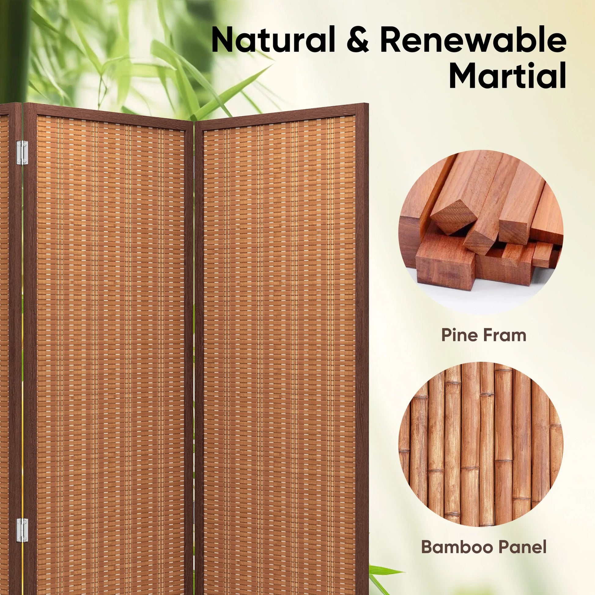 JOSTYLE 4-Panel Room Divider 6ft Tall Extra Wide Folding Privacy Screen with Diamond Double-Weave Divider for Room Separation Freestanding Red Brown