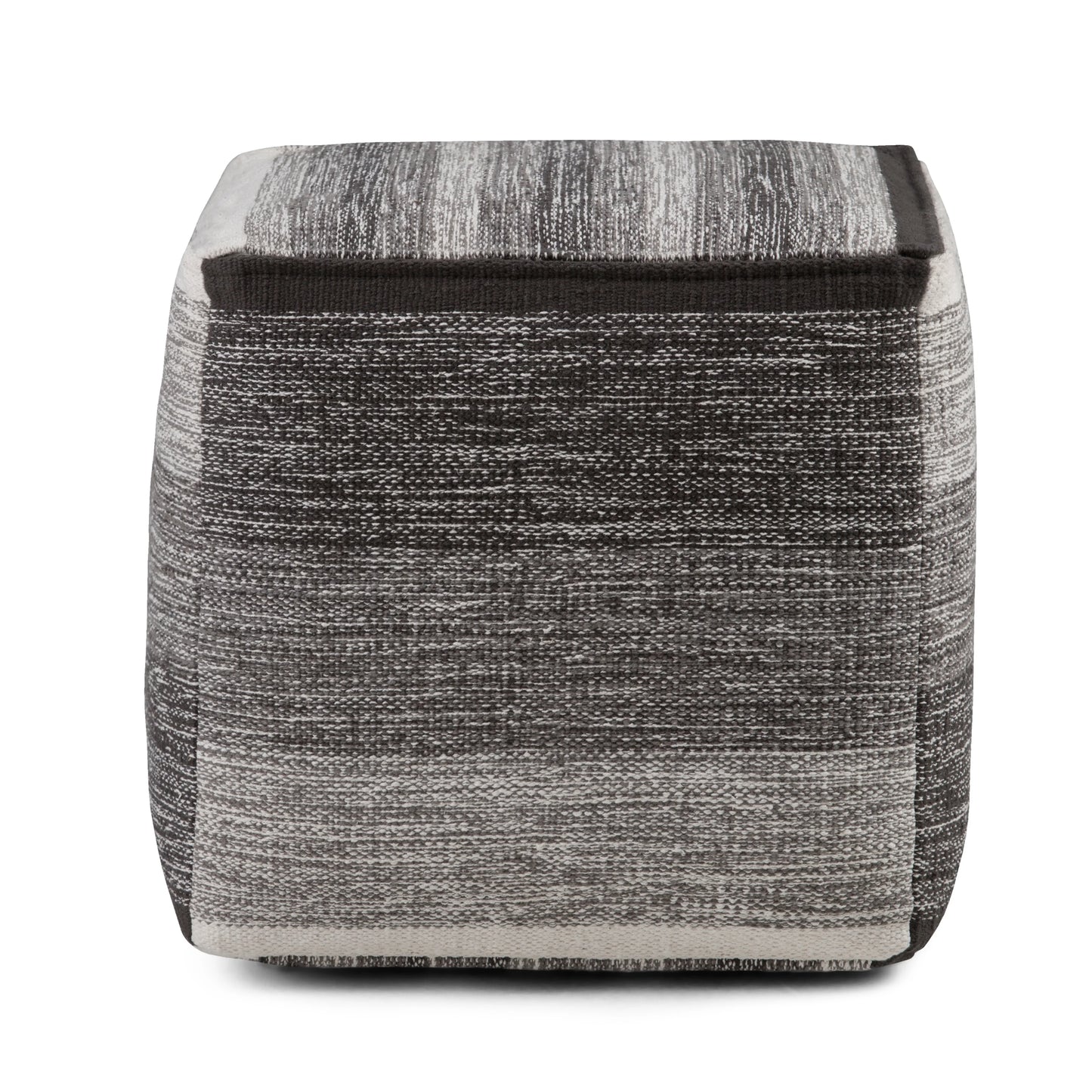 Simpli Home Naya Cube Pouf in Gray Melange Cotton