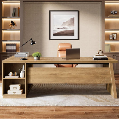 Tribesigns L Shaped Executive Desk with Storage, 78 Inch Large Computer Table, Corner Home Office Desk with Shelves