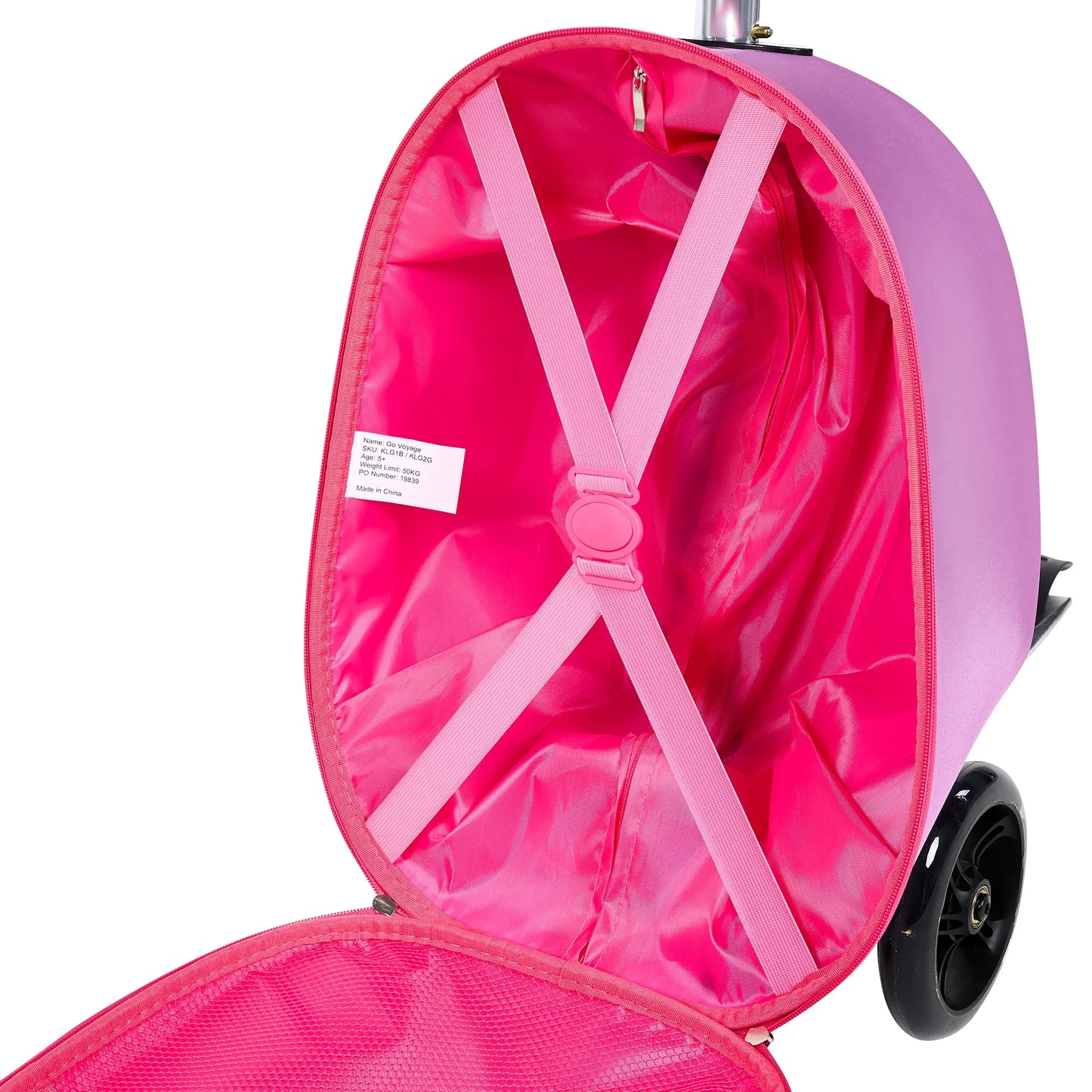 Gopowerbike Go Voyage Kids 2-in-1 Luggage Scooter | 3-Wheel Design with Light-Up Wheels | Pink