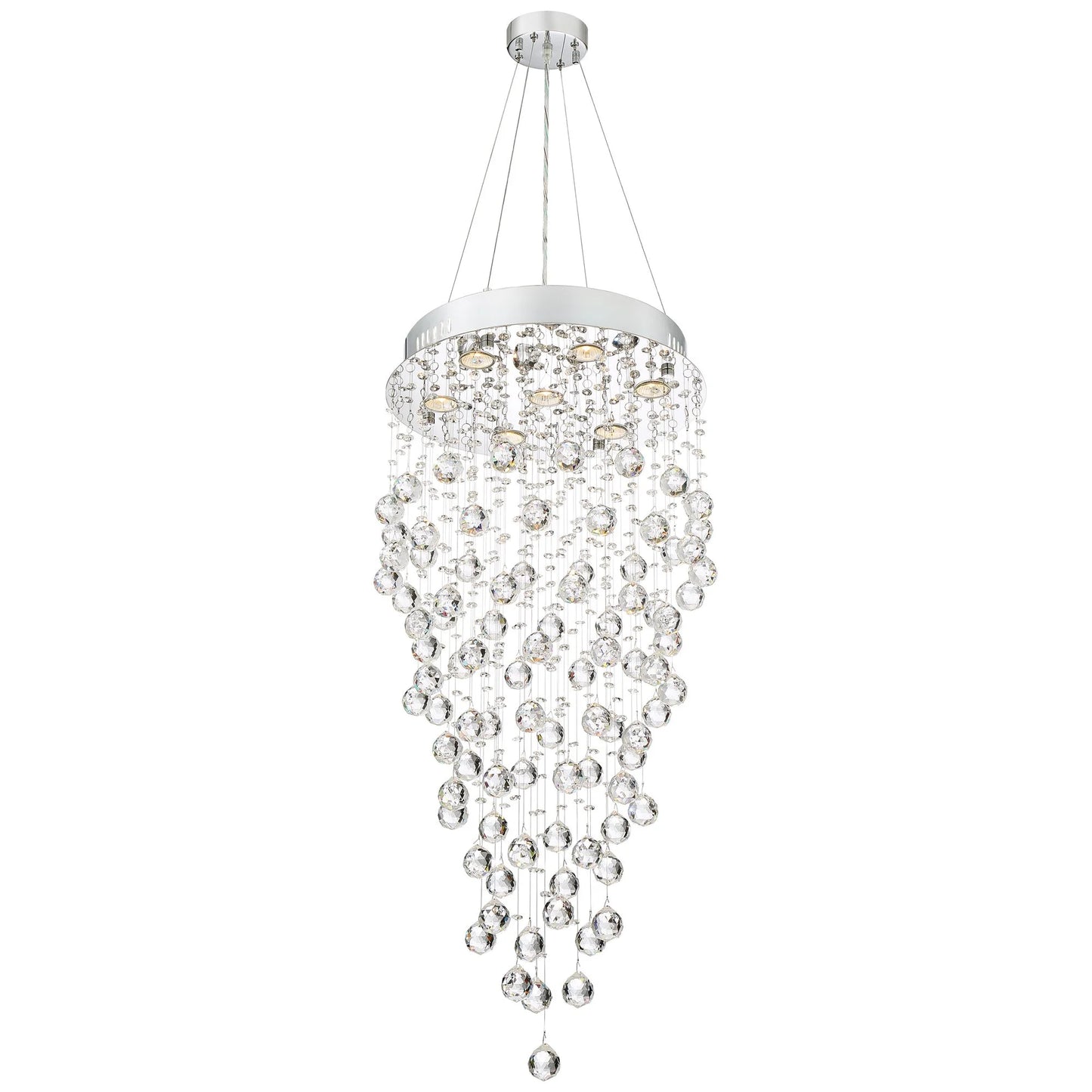 Vienna Full Spectrum Aida Chrome Chandelier Lighting 18" Wide Modern Pouring Crystal Glass Globes 7-Light Fixture for Dining Room House Kitchen Island