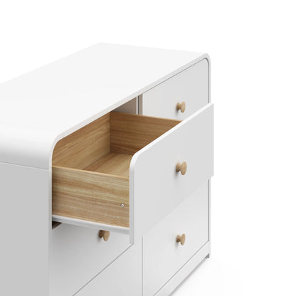 Storkcraft Santos 6 Drawer Nursery Double Dresser, White