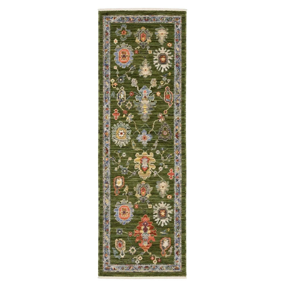 Oriental Weavers Lucca Wool Blend Area Rug - 2863E - 5'3" x 7'6" - in Green/Multi - Vintage Inspired, Wool Blend, Bedroom, Office Rug