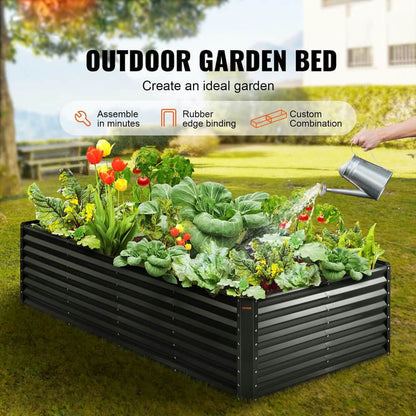Topcobe Galvanized Raised Garden Bed Planter Box, Planters for Outdoor Plants, Flower Vegetable, 94.5x47.2x23.6"