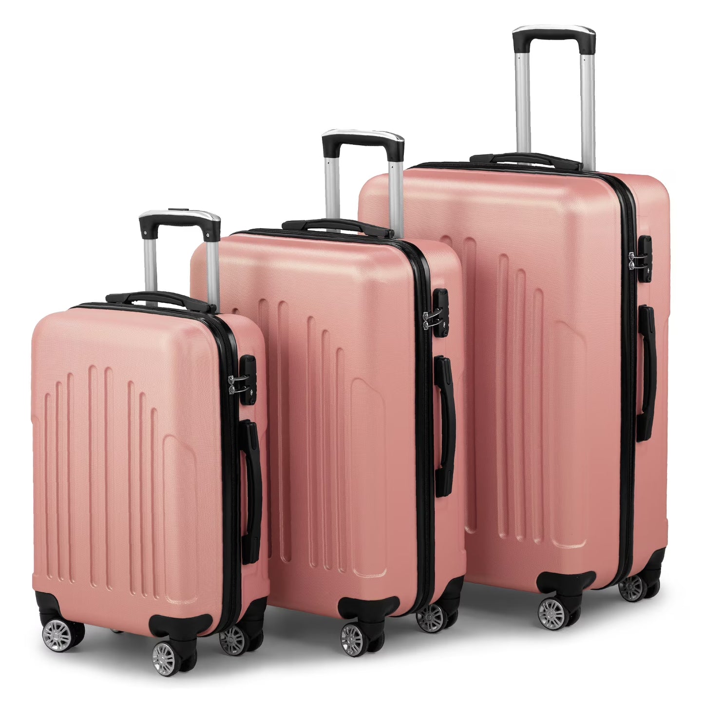 Red 3-Piece Hardshell Spinner Luggage Set (20in, 24in, 28in) - Large ABS Suitcase Set with 8 Wheels, Lightweight & Durable for Travel