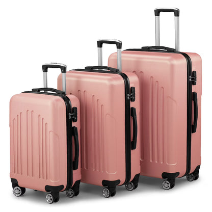 Red 3-Piece Hardshell Spinner Luggage Set (20in, 24in, 28in) - Large ABS Suitcase Set with 8 Wheels, Lightweight & Durable for Travel