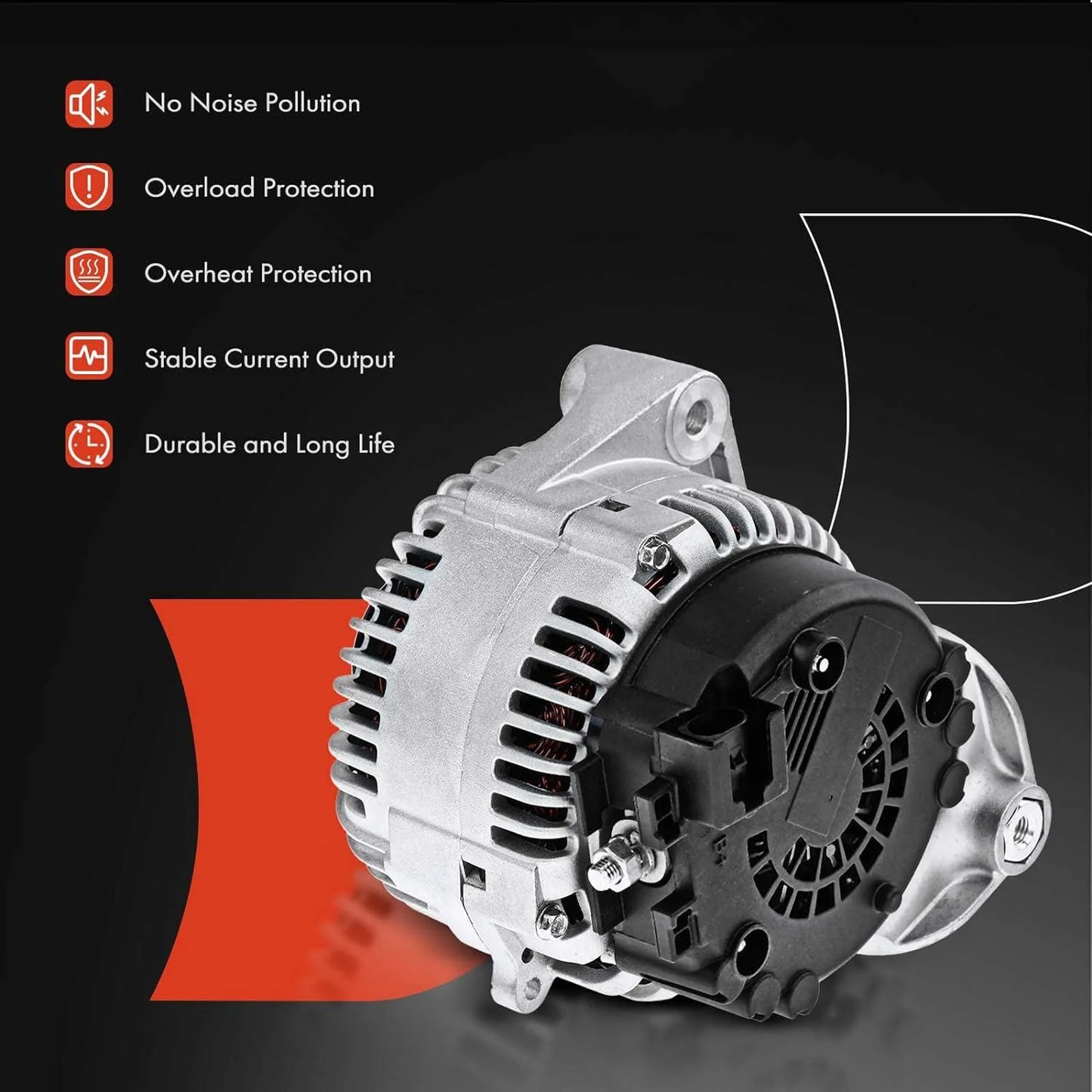 A-Premium Alternator Compatible with BMW E53 E70 X5 2004-2006, E60 545i 2004-2005, E63 650i 2007-2010, E65 745i, 745Li, 750i, Alpina B7, 4.4L 4.8L, 12V 180Amp Clockwise 6-Groove Pulley