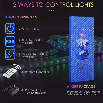 LVSOMT 47"x16" Full Length Mirror with Lights, RGB Color Changing Lighted Mirror, Wall Mounted Full Body Mirror, Over The Door Hanging Mirror, 14 LED Light + Dimmable Brightness + Adjustable Speed