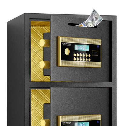 Large Double Door Security Safe Box, 6.0 Cubic Feet Home Safe Lock Box with Big Fireproof Waterproof Safe Bag, 25.6 in Digital Safes with Dual Alarm and Hidden Code Function for Home Office, Black