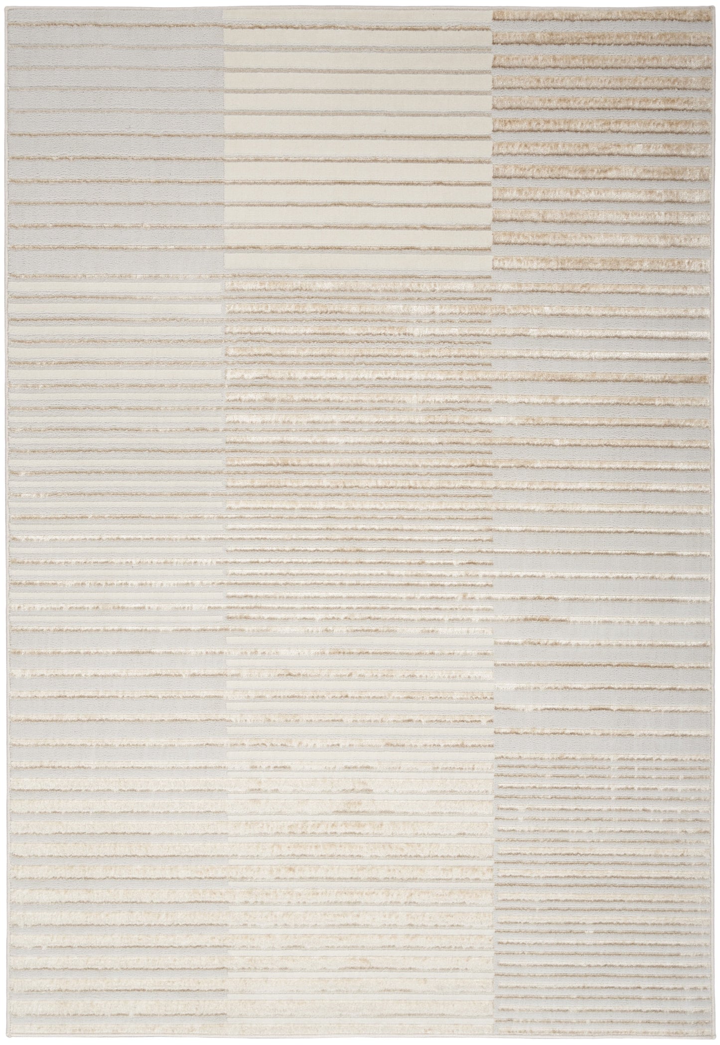 Inspire Me! Home Dcor Brushstrokes Striped Beige Silver 5'3" x 7'3" Area Rug (5x7)