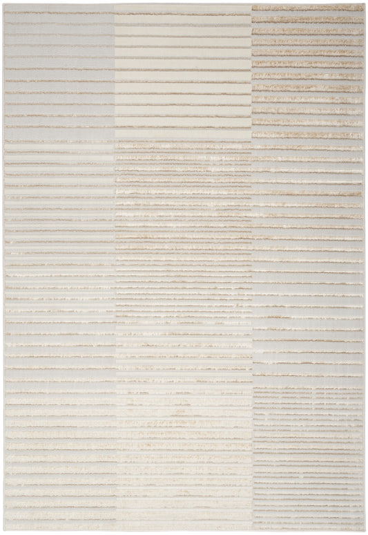 Inspire Me! Home Dcor Brushstrokes Striped Beige Silver 5'3" x 7'3" Area Rug (5x7)