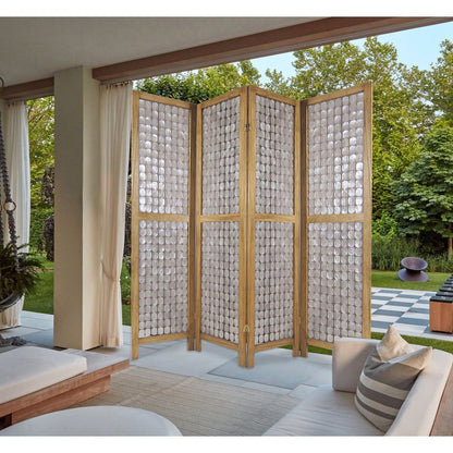 Sg-285A Princessa 4 Panel Screen Room Divider With Sandy Brown Finish