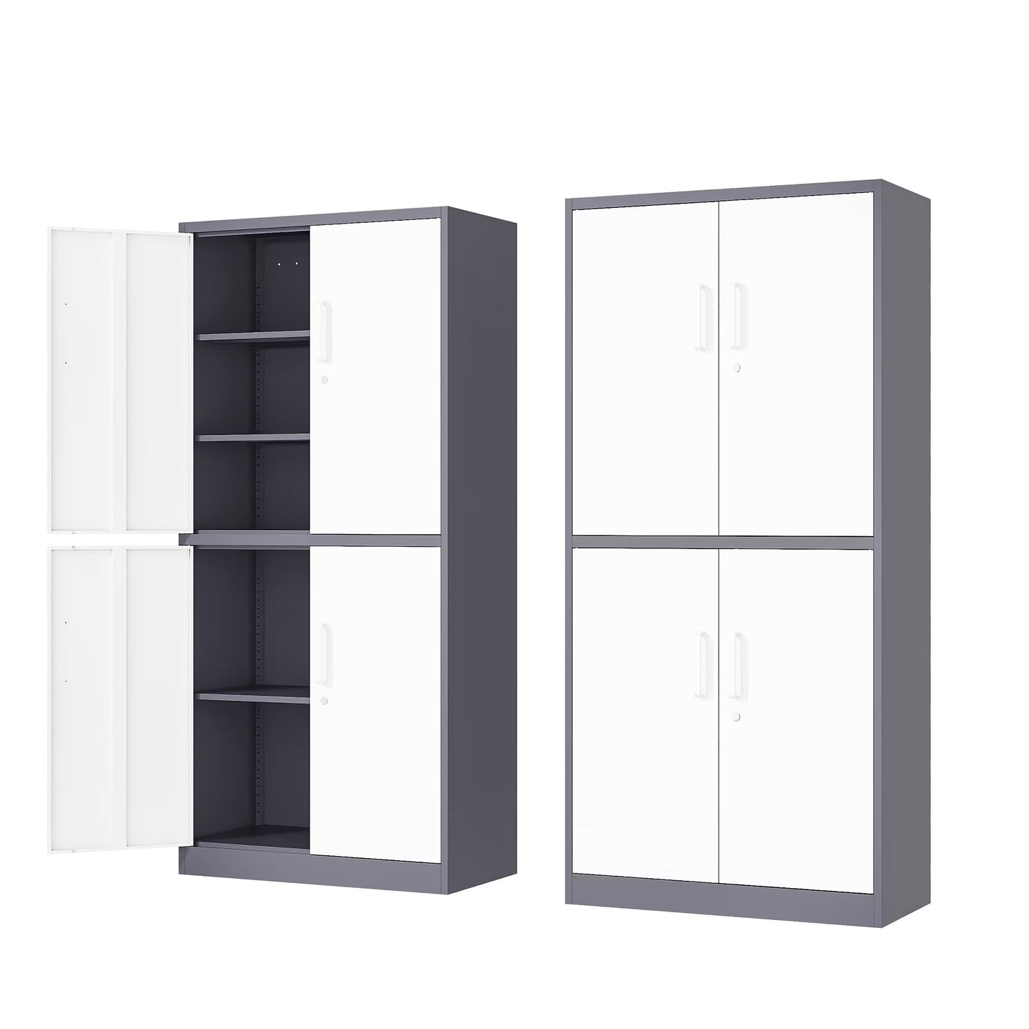 Fesbos Metal Storage Cabinet with 4 Doors and 3 Adjustable Shelves,71" Lockable Garage Tall Steel Lockers,for Home Office,Living Room,Pantry,Gym,Commercial Utility Storage