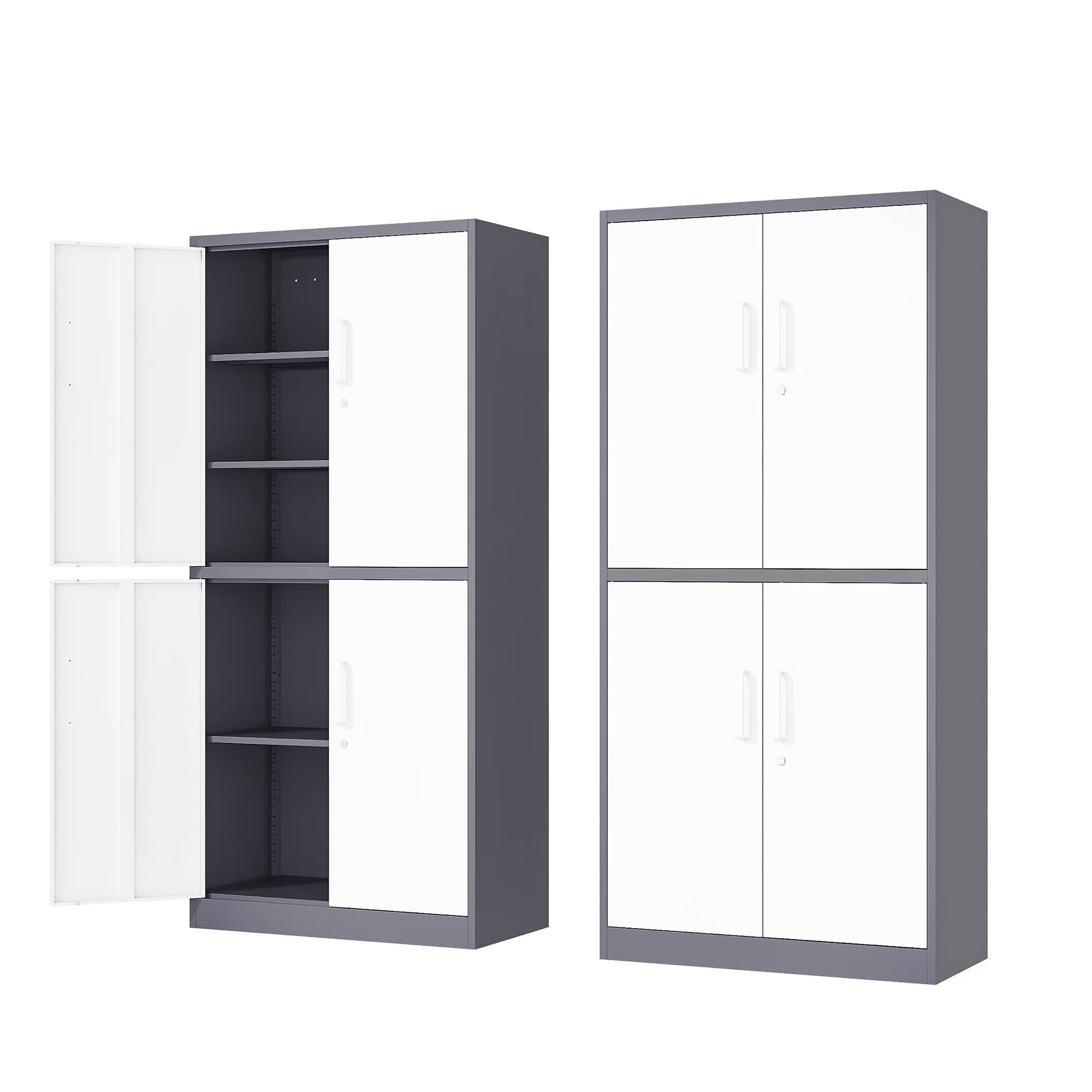 Fesbos Metal Storage Cabinet with 4 Doors and 3 Adjustable Shelves,71" Lockable Garage Tall Steel Lockers,for Home Office,Living Room,Pantry,Gym,Commercial Utility Storage