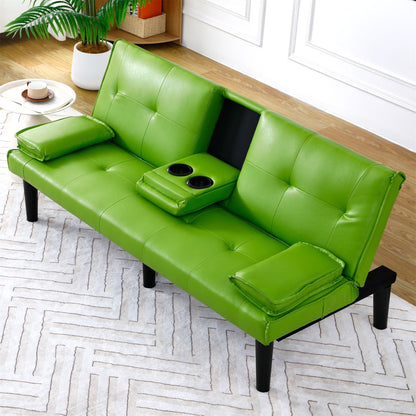 Aukfa Faux Leather Futon Convertible Sofa Bed for Home Office Twin Size, Black& White
