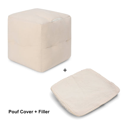 REDEARTH ? Tufted Pouf Ottoman with Filler Textured Storage Cube Bean Bag Pouffe Footrest for Living Room, Bedroom, Nursery, Kidsroom; 100% Cotton (17.5"X17.5"X17.5", Diamond Virgule)