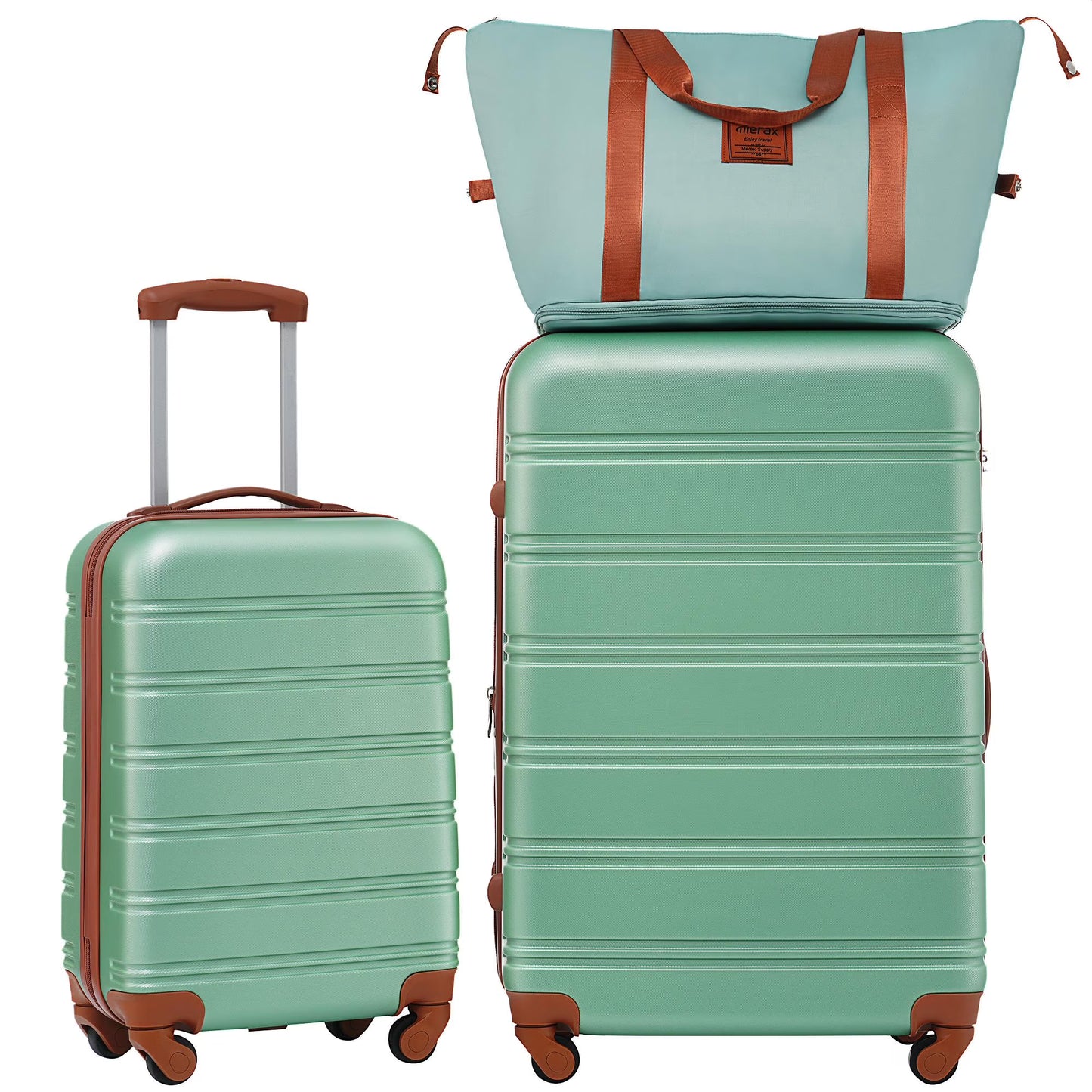UBesGoo 24" Expandable Hardside Luggage Set with 13" Travel Bag, Pink