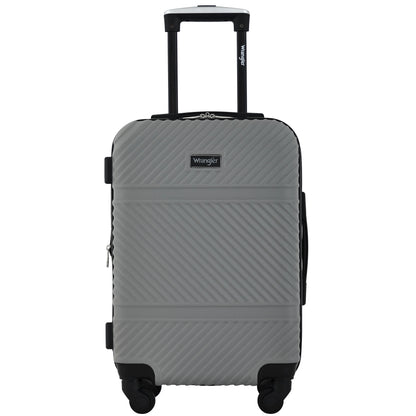 Wrangler 4 Piece Expandable Hardside Spinner Luggage Set with Packing Cubes, Sharkskin Grey