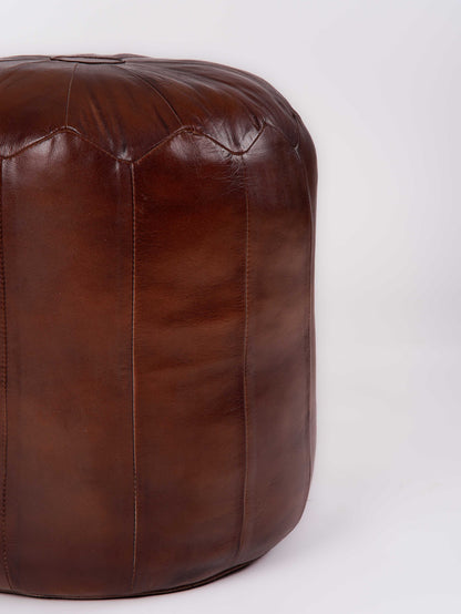 BBH Homes Handmade Solid Black 14x14x14 Inch Goat Leather Pouf For Living Room, Indoor WABBBACPF12SC