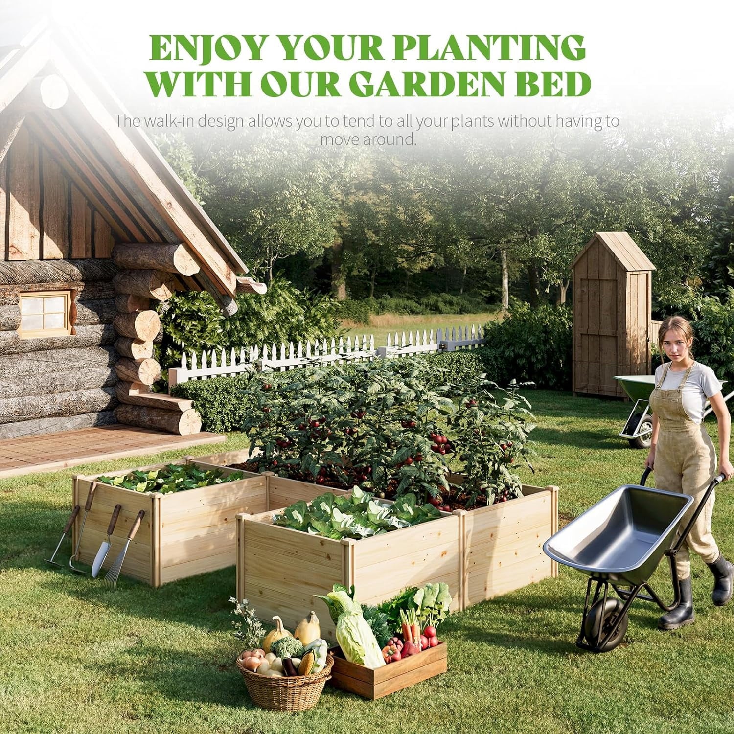 Jocisland Wooden Raised Garden Bed for Outdoor, Deep Large Planter Box for Gardening, Vegetables, Flowers, Herbs8°6°2FT