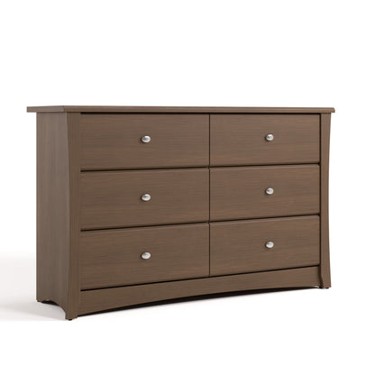 Storkcraft Crescent 6 Drawer Children's Nursery Double Dresser, White