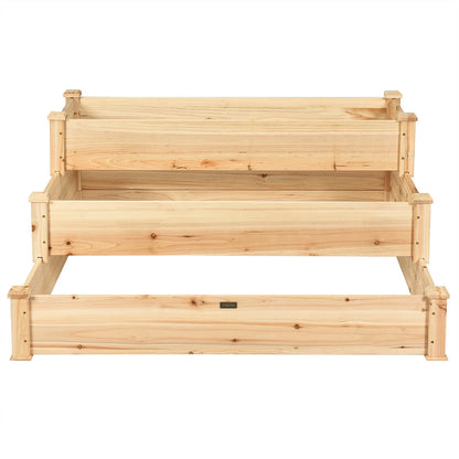 Costway 3 Tier Wooden Raised Garden Bed Planter Kit Outdoor Grow Flower Vegetables