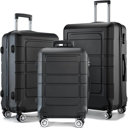 GULIN Hardsided Luggage Set with Spinner Wheels,Lightweight Hardshell Pink Luggage Sets 3 Piece Suitcases with Wheels Durable ABS/PC and TSA Lock for Men Women