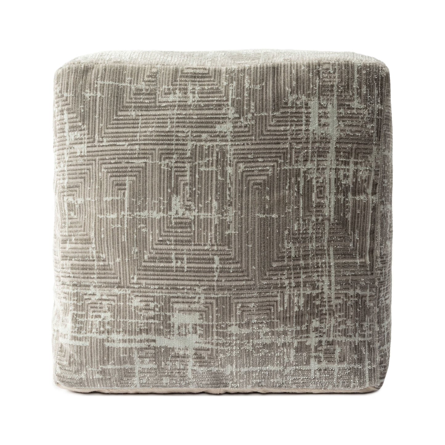 LR Home Medium Solid Indoor Cube Pouf, Blue Chenille, 18" x 18" x 18"