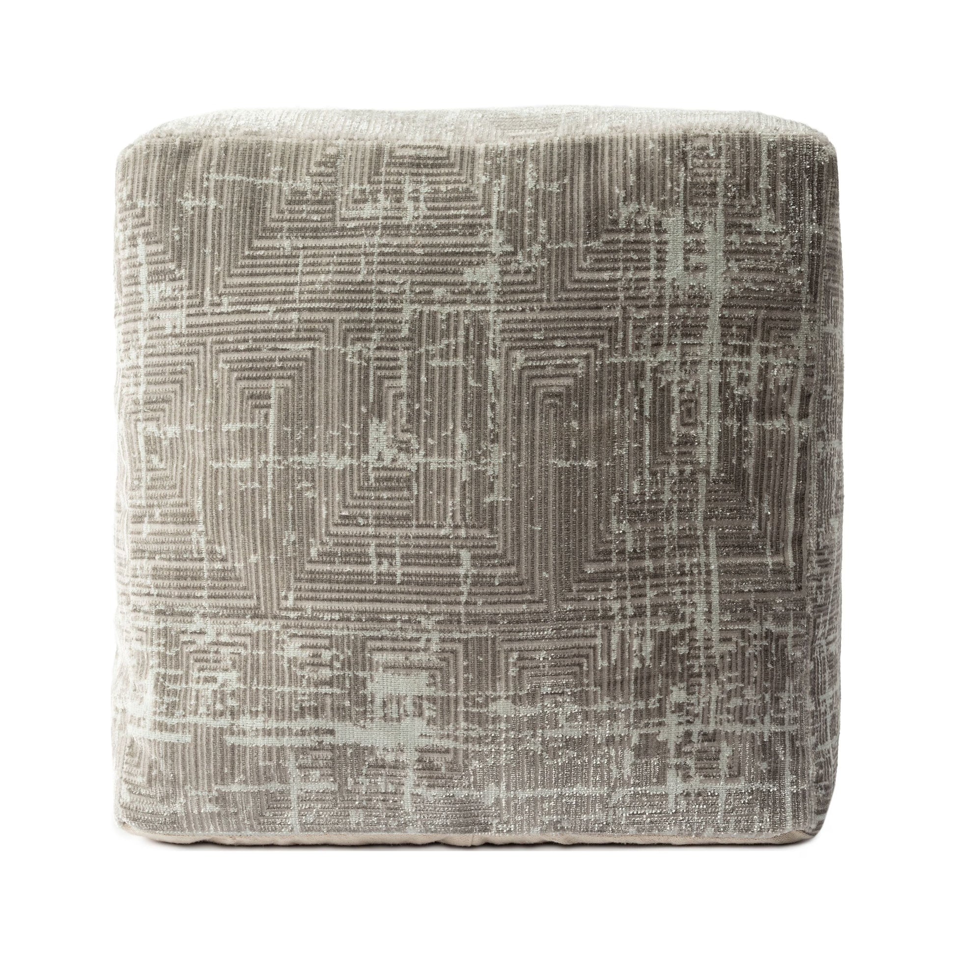 LR Home Medium Solid Indoor Cube Pouf, Blue Chenille, 18" x 18" x 18"