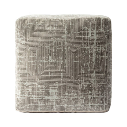 LR Home Medium Solid Indoor Cube Pouf, Blue Chenille, 18" x 18" x 18"