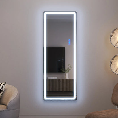 LVSOMT 47"x18" RGB LED Mirror, Over The Door Lighted Mirror, Full Length with Lights, Wall Mounted Hanging Mirror, Full Body Dressing Mirror, Light Up Mirror for Bedroom Living Room, Black